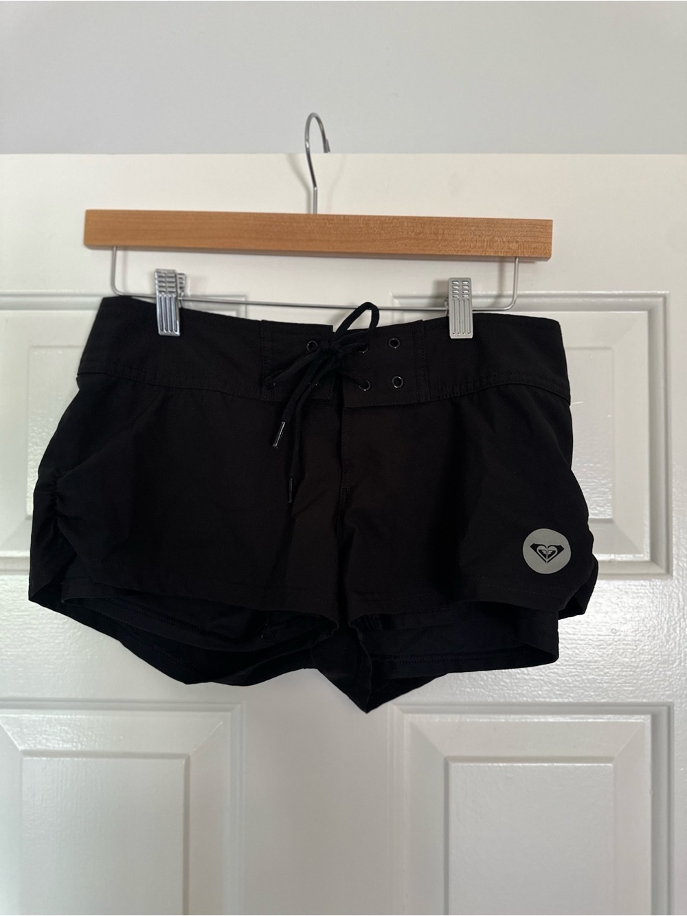 Roxy Black Lace-Up Athletic Swim Shorts
